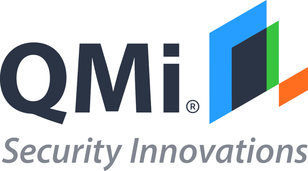 Logo of QMi Security Innovations, featuring sleek, modern design elements and the abbreviation 'QMi' prominently displayed.