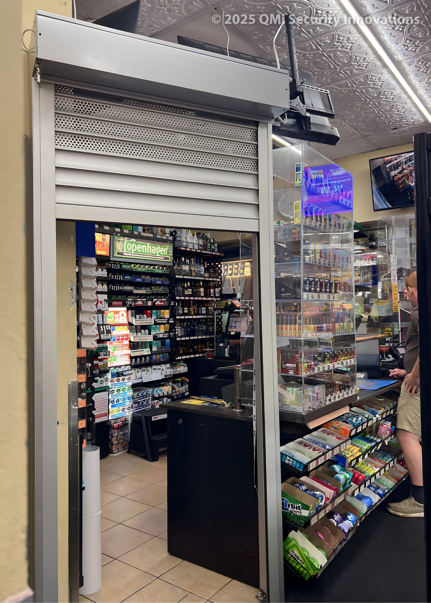 security shutters protecting the counter of a gas station